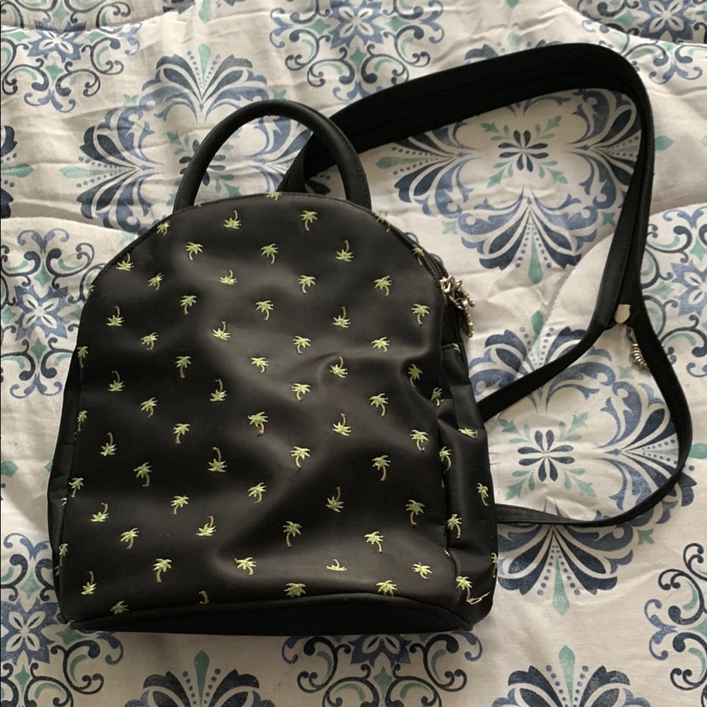 Black Palm Tree Patterned Backpack